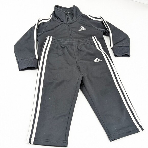 Adidas Toddler Boy's Black and White Two Piece Sweat Suit Size 18M - Picture 1 of 3